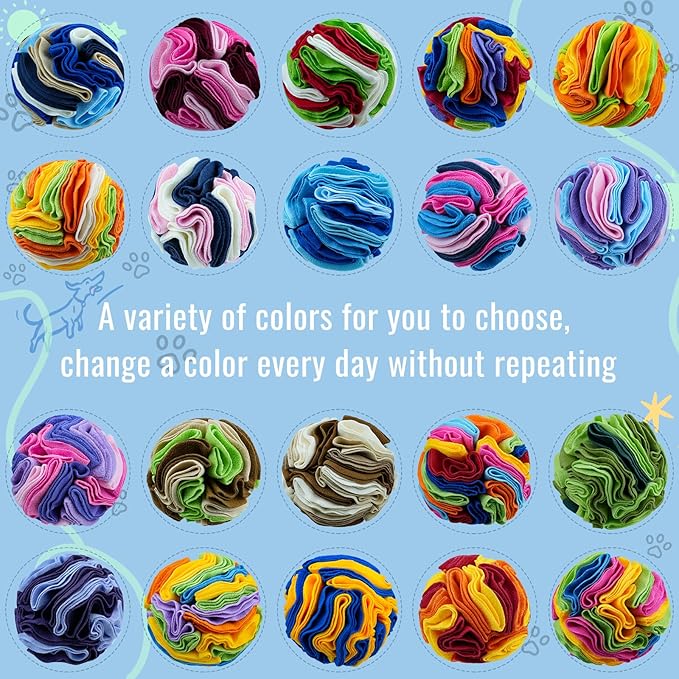 Pet Snuffle Ball, Puzzle Sniffing Interactive Dog Ball for Blind Dogs Training Stress Relief Dog Enrichment Toys Treat Machine Washable (15cm, Rainbow Color)-Mewly Pet