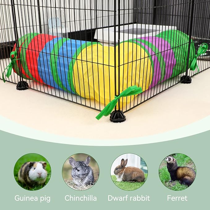 Rypet Guinea Pig Tunnels and Tubes Collapsible 2 Way and L-Type Tunnel with Interactive Ball Small Animal Activity Tunnel Hideaway Toys for Baby Rabbit Ferret Hamster Chinchilla Hedgehog-Mewly Pet