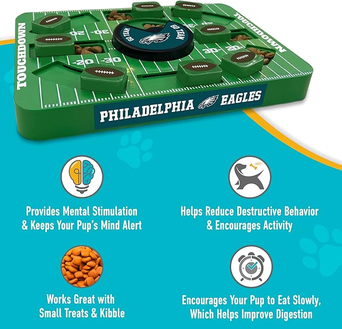 Pets First NFL Philadelphia Eagles Large Puzzle Toy, New Size, Interactive Dog Treat Puzzle, Slow Feeding Toy-Mewly Pet