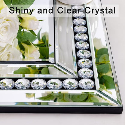 Rectangular Large Decorative Mirror for Decor, 28" X 40" Living Room Wall Mirror with Crystal Glass Frame, Beveled Unique Glamourous Elegant Design, Bathroom, Entrance, Bedroom Decor