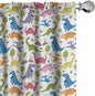 Ambesonne Dino Window Curtains, Cartoon Style Colorful Dinosaurs T-Rex Triceratops Prehistoric Reptile Wildlife, Lightweight Decor 2-Panel Set with Rod Pocket, Pair of - 28" x 95", Blue Green
