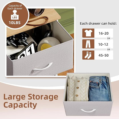 Somdot Dresser for Bedroom with 5 Drawers, Storage Organizer Chest of Drawers with Removable Fabric Bins for Closet Bedside Living Room Laundry Entryway Hallway, Ash Grey