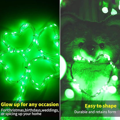 Brightown 12 Pack St. Patrick's Day LED Fairy Lights Battery Operated String Lights Waterproof Silver Wire 7 ft 20 LED Firefly Starry Moon Lights for DIY Wedding Party Bedroom Patio