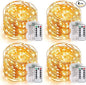 MUMUXI 4 Pack 33ft Fairy Lights with Remote Control, 100 LED Battery Operated String Lights, Waterproof and Perfect for Outdoor Indoor Decorations, Warm White LED Christmas Halloween Lighting