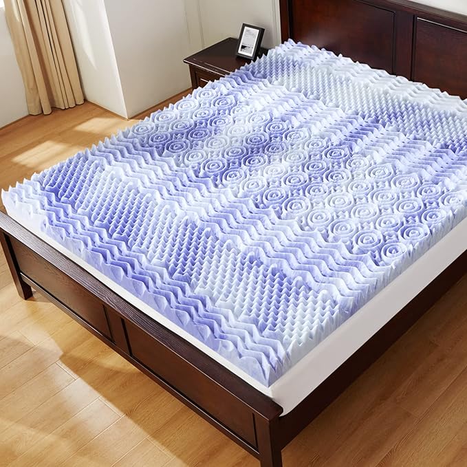 Dreamsmith 4 Inch 7-Zone Twin Memory Foam Mattress Topper, Cooling Gel Infused Foam Mattress Pad, Twin Size Bed, CertiPUR-US Certified, Dorm Room Essentials
