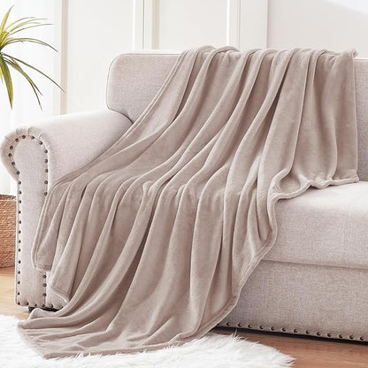 Exclusivo Mezcla Fleece Throw Blanket for Couch, Sofa, 300GSM Super Soft and Warm Blankets, Camel Throw All Season Use, Cozy, Plush, Lightweight, 50x60 Inches