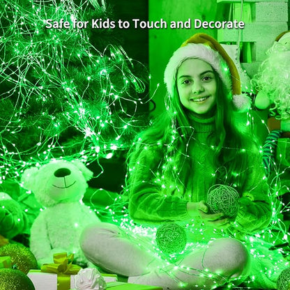 JMEXSUSS 4 Pack 50 LED Green Fairy Lights Battery Operated: 16.1ft Christmas Fairy Lights Indoor Outdoor Waterproof for Bedroom Garden Party Decorations