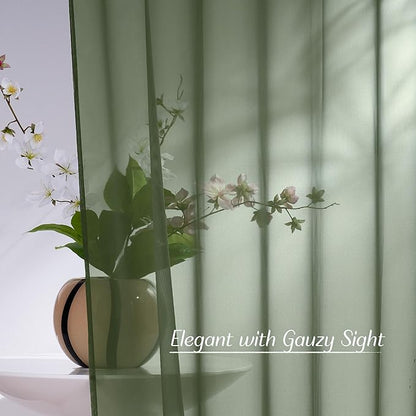 NICETOWN Voile Sheer Forest Green Curtains for Bedroom, Grommet Airy & Lightweight Sheer Window Treatments Light Filtering Drapes for Farmhouse, W54 x L84, 2 Panels