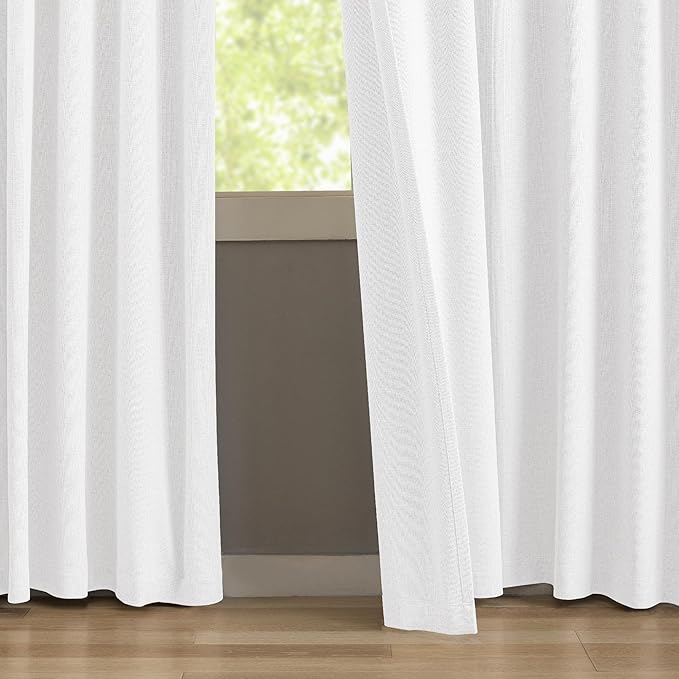 KangBang White Pinch Pleated Curtains Blackout 84 Inch Length 2 Panels Set, Thermal Insulated Pleated Drapes with Hooks for Bedroom Living Room, Elegant Modern Decor, Pure White, 40Wx84L