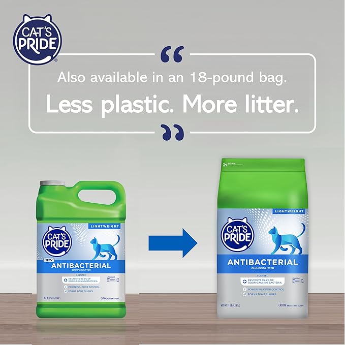 Cat's Pride New Antibacterial Cat Litter: Destroys 99.9% of Odor-Causing Bacteria - Powerful Odor Control - Premium Lightweight Clumping Litter - Scented, 18 Pounds-Mewly Pet