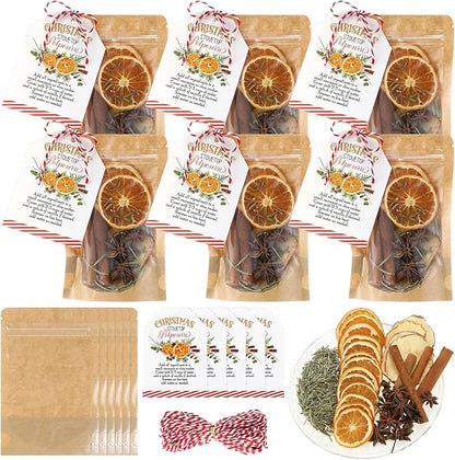 6 Pack Christmas Potpourri Simmer Pot Kit Christmas Stovetop Potpourri with Apple, Orange, Cinnamon and Illicium Verum Air Freshener Sachet for Xmas Home Fragrance Housewarming Hostess Gifts
