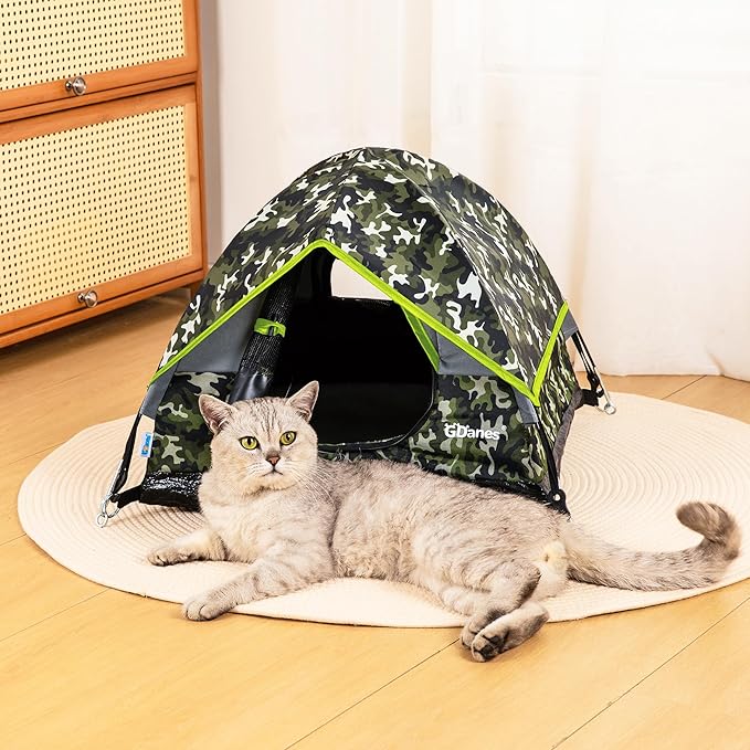 GDanes Camouflage Cat Tent, Portable Pet Cat House with Soft Pad, Cat Cave, Dog House for Small Medium Dogs and Rabbits-Mewly Pet