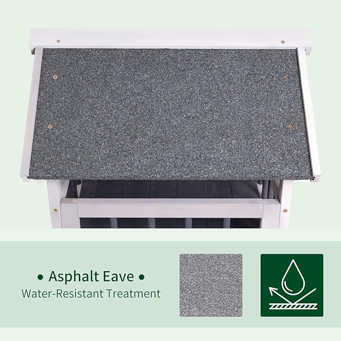 GEGURI Outdoor Cat House Weatherproof, Wooden Two-Story Feral Cat Shelter with, Escape Door, Balcony-Mewly Pet