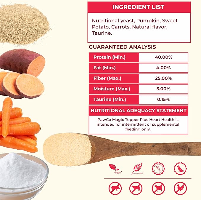 PawCo Magic Topper Heart Health - Dog Food Topper with Taurine, Grain-Free Meal Enhancer for Energy Support, 160g-Mewly Pet