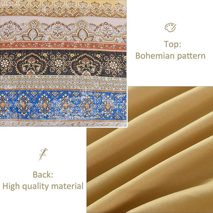 Boho King Size Comforter Set 8 Pieces, Yellow Bohemian Striped Bed in a Bag, Paisley Soft Microfiber Bedding Comforter Set