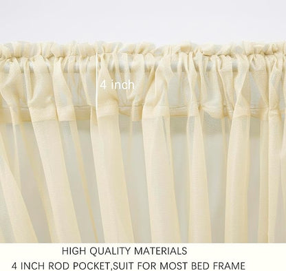Akiky Canopy Bed Curtains 8 Panel Bed Curtains Drapes for King Size Bed Sheer Canopy Bed Drapes with Lights(Khaki)