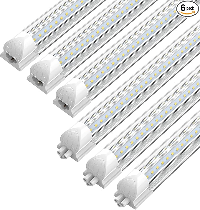 CNSUNWAY LED Shop Lights 2FT, 20W 5000K Daylight White Under Cabinet Lighting, V-Shaped Linkable T8 Tube Light Fixtures, Shop Light for Workbench, Kitchen, Workshop, ETL Listed(6 Pack)