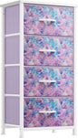 YITAHOME Purple Dresser with 4 Drawers - Storage Tower Unit, Dresser for Bedroom, Living Room, Closets - Sturdy Steel Frame, Wooden Top & Easy Pull Fabric Bins