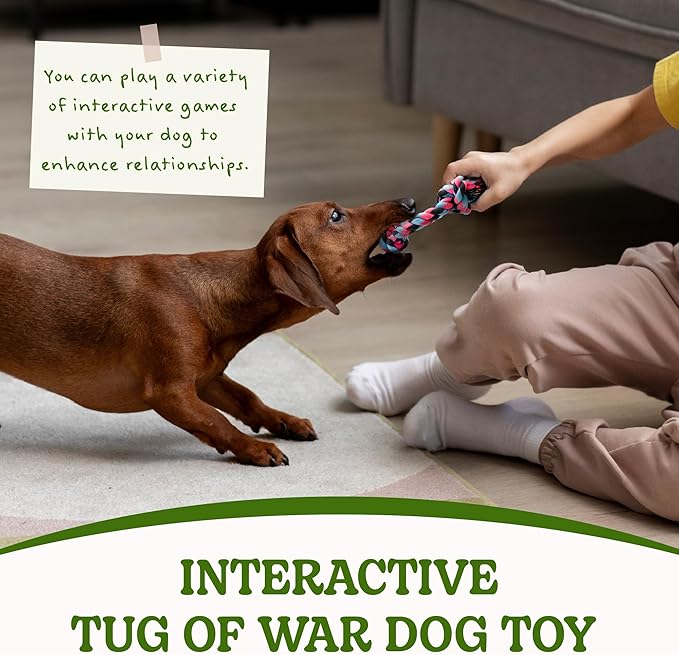 SHARLOVY Puppy Rope Toy, Dog Rope Toy for Small Dogs, Puppy Teething Toys, Cotton Interactive Tug of War Dog Toy for Puppies Boredom, Dog Chew Toys for Aggressive Chewers Small Breed-Mewly Pet