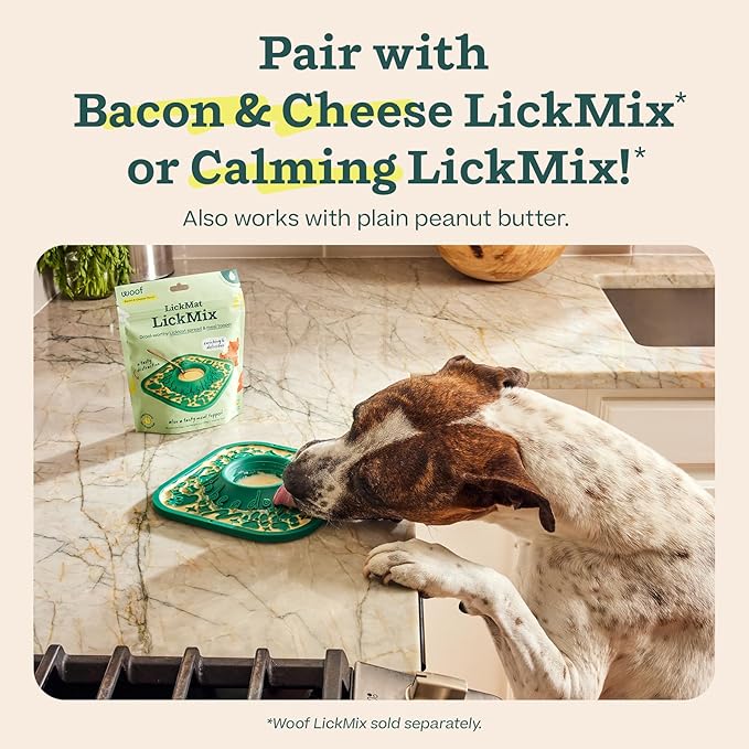 WOOF LickMat - Easy-to-Clean Lick Mat for Dogs - Slow Feeder Mat with Non-Slip Design - BPA-Free Silicone Lick Mat - Interactive Dog Toys - Green-Mewly Pet