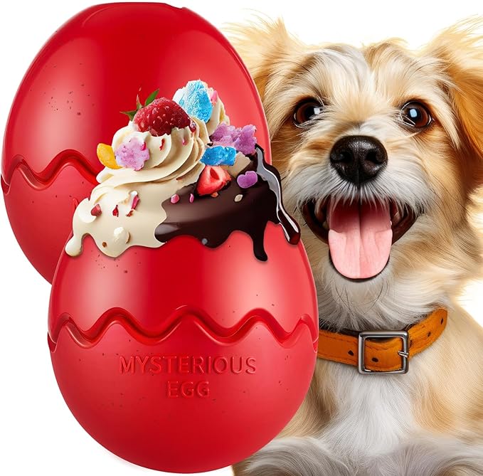 Aliceset 2 Pack Durable Freezable Dog Chew Toys for Aggressive Chewers Interactive Treat Dispensing Puzzle Toy for Large & XL Dogs Keeps Cool & Busy (Red)-Mewly Pet