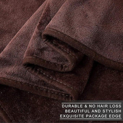 Richave Fleece Blanket King Size 350GSM Lightweight Throw for The Bed Warm Sofa Blanket 90" x 108"(Brown King)