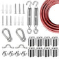 Globe String Light Suspension Kit, Outdoor Light Guide Wire, Vinyl Coated Stainless Steel Steel Cable，Include 50ft Transparent PVC and 304 Stainless Steel Wire Cable, Turnbuckle and Hooks