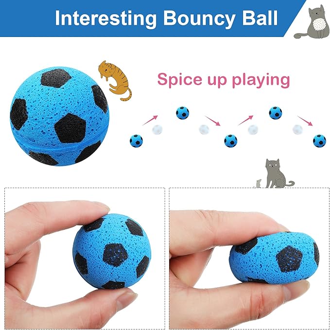 Skylety 32 Pieces Cat Soccer Balls Foam Sponge Football Cat Interactive Cats Soccer Toy Sports Ball for Kitten Pet-Mewly Pet