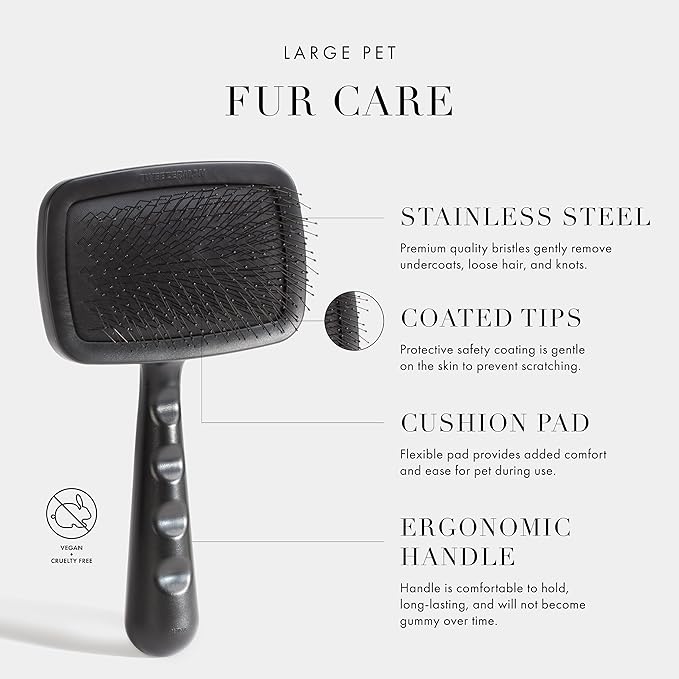 Tweezerman Dog and Cat Slicker Brush for Large Pets, Grooming Brush with Coated Bristles to Prevent Scratching and Ergonomic Handle-Mewly Pet