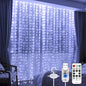 Upgrade 300LED White Curtain Light with Untangled Wires, 9.8ft x 9.8ft Copper Wire String Lights, USB Plug Hanging Window Fairy Lights, 8 Modes & Remote for Home Christmas Wedding Party