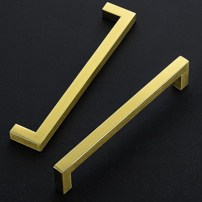 Ravinte 10 Pack 7-1/2 Inch Kitchen Square Cabinet Handles Brushed Brass Pulls Kitchen Cabinet Hardware Handles for Cupboard Drawer Pulls