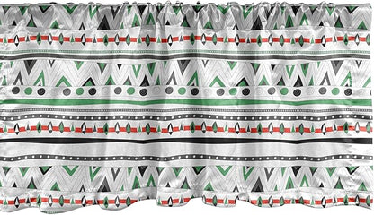 Ambesonne Tribal Window Valance, Style Traditional Aztec Pattern Old Fashioned Hippie Boho Influences, Curtain Valance for Kitchen Bedroom Decor with Rod Pocket, 42" x 12", Sea Green