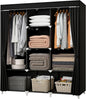 Portable Closet, 51 Inch Wardrobe Closet for Hanging Clothes with 2 Hanging Rods, 8 Storage Organizer Shelves for Bedroom, Durable and Easy to Assemble, Black