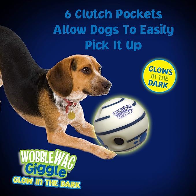 Wobble Wag Giggle Glow in The Dark | Rolling Enrichment Toy for Playtime, Interactive Play for Indoor or Outdoor, Keeps Dogs & Puppies Large, Medium or Small Busy & Moving, As Seen on TV | Pack of 1-Mewly Pet