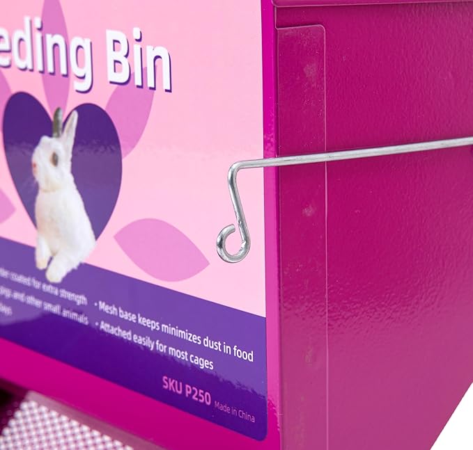 Metal Small Animal Feeder with Lid, Heavy Duty Rabbit Feeder, Large Capacity Rabbit Food Dispenser, Great for Rabbit, Guinea Pigs, Chinchillas and Other Small Animals.(7.4 inch, Purple)-Mewly Pet