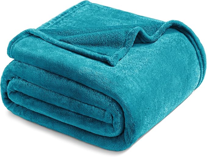 Exclusivo Mezcla Fleece Blanket Twin Size for Bed, Super Soft and Warm, All Season Use, Cozy, Plush, Lightweight, 90x66 Inches, Teal