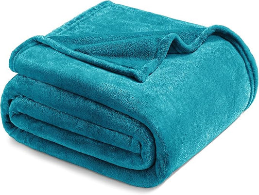 Exclusivo Mezcla Fleece Blanket King Size for Bed, Super Soft and Warm, All Season Use, Cozy, Plush, Lightweight, 90x104 Inches, Teal