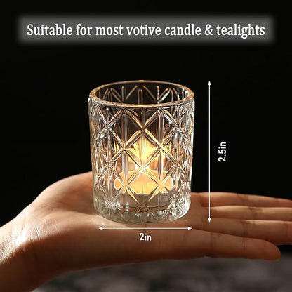 36 Pack Votive Candle Holders for Table Centerpieces, Clear Glass DIY Wax Filling Romance Tealight Candle Holders for Wedding Decor, Gift, Home Decoration（Clear,36）