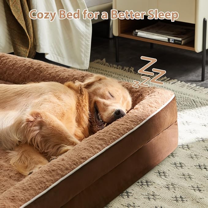 WNPETHOME Dog Beds for Large Sized Dogs, Washable Orthopedic Dog Couch Sofa Bed with Waterproof Lining & Non-Skid Bottom for Pet Sleeping-Mewly Pet