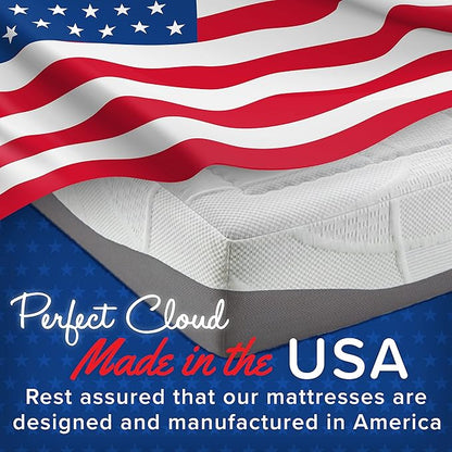 Perfect Cloud Made in The USA Elegance Plush Gel-Infused 12-inch Memory Foam Mattress - Pressure Relieving - Bed-in-a-Box (Queen)