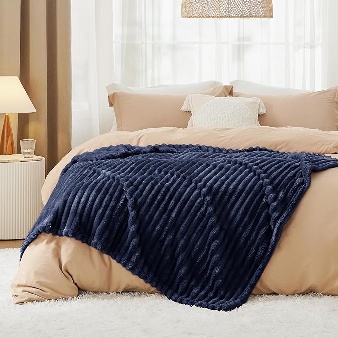 Bedsure GentleSoft Blue Fleece Blanket for Couch - Cozy Soft Blankets for Women, Cute Small Throws for Girls, 50x70 Inches