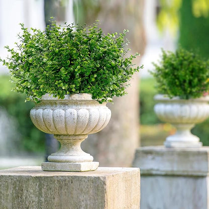 Sggvecsy Artificial Flowers for Outdoors 12 Bundles UV Resistant Boxwood Shrubs Artificial Eucalyptus Fake Plants Faux Plastic Greenery for Farmhouse Garden Indoor Outdoor Home Wedding Decoration