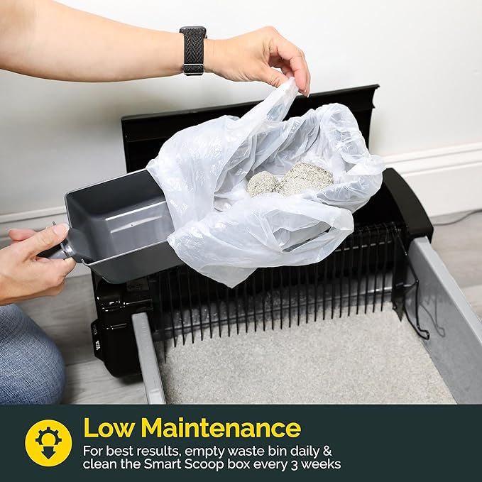 Pet Zone Self Cleaning Semi Automatic Cat Litter Box - Smart Scoop Cat Litter Box with 6 Bags & Carbon Filter for Up to Two Cats 6-16 Pounds-Mewly Pet