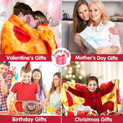 Jorbest Pizza Blanket Birthday Gifts for Women Men Teen Boys Girls, Double Sided Novelty Pizza Throw Blanket Funny Gifts for Adult and Kids, 285 GSM Soft Flannel Fun Food Blanket (Red, 47 inches)