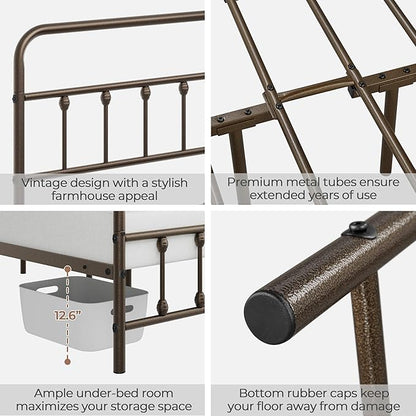 Yaheetech Classic Metal Platform Bed Frame Mattress Foundation with Victorian Style Iron-Art Headboard/Footboard/Under Bed Storage/No Box Spring Needed/Full Size Bronze