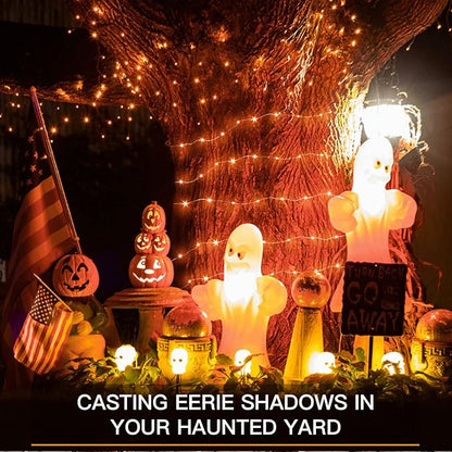 suddus Orange Halloween Fairy Lights Battery Operated, 66ft 200 LED Copper Wire Twinkle Lights Waterproof, String Lights with Remote for Bedroom, Party, Yard, Door, Garland, Tree Decorations