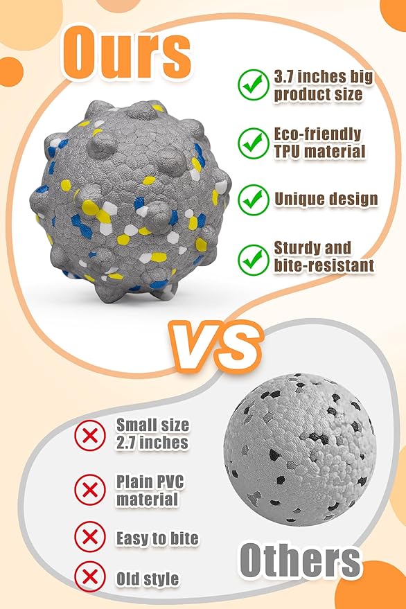 2.36'' Dog Balls for Dogs Aggressive Chewers Indestructible Tennis Durable Bouncy Interactive Dog Toy Balls for Fetch Game Floating Training(Grey Medium)-Mewly Pet