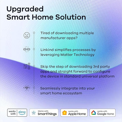 Linkind Matter Smart Light Bulb, Smart Bulbs Work with Alexa/Apple Home/Google Home, Color Changing Light Bulbs Music Sync, Preset Scenes, Mood Lights, 2.4Ghz WiFi Only, A19 E26 60W 1 Pack