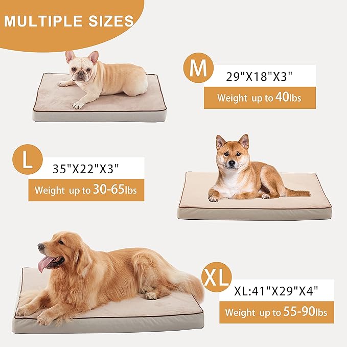 Orthopedic Memory Foam Dog Bed, Cooling Dog Beds for Medium/Large Dogs -Waterproof Pet Bed for Crate with Removable Washable Cover (M(29inch,45Lbs))-Mewly Pet