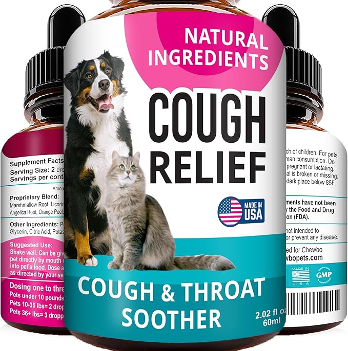 Kennel Cough Drops for Dogs and Cats - 2oz Pet Herbal Remedy - Throat Soother - Homeopathic Respiratory Support - Dry, Wet & Barky Pet Cough and Cat Asthma, Sinus Congestion Treatment - Made in USA-Mewly Pet